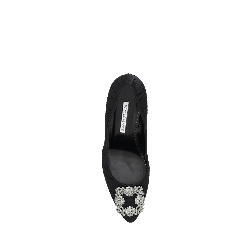 Manolo Blahnik Satin Hangisi Pumps Manolo Blahnik Dark Slate Gray