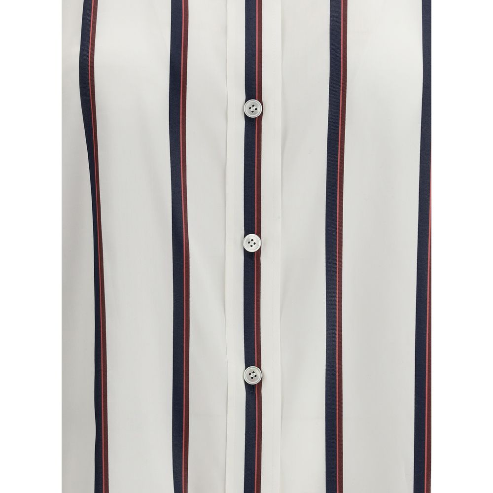 Alexander McQueen Silk Striped Shirt Alexander McQueen Light Gray