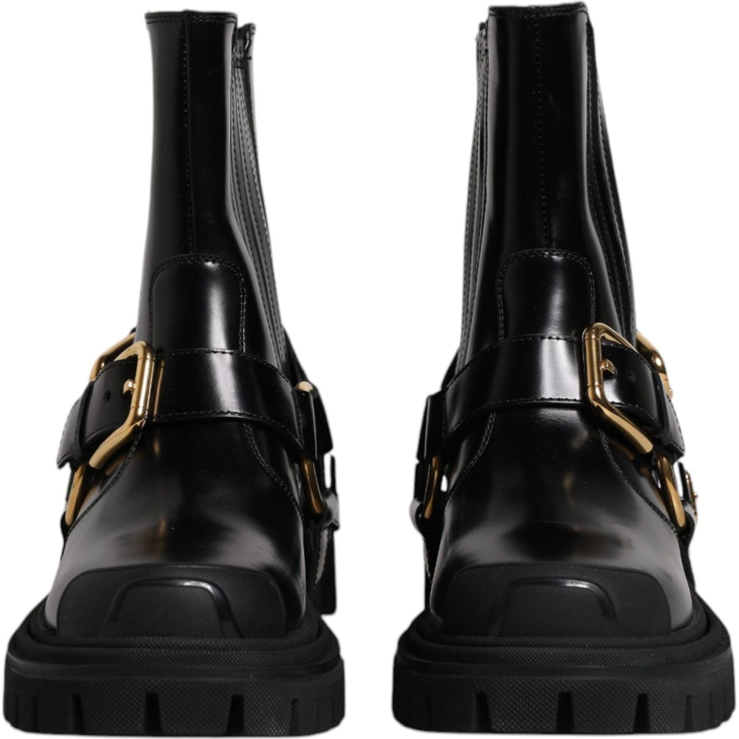 Dolce & Gabbana Black Leather Slip On Stretch Trekking Boots Shoes Dolce & Gabbana Black