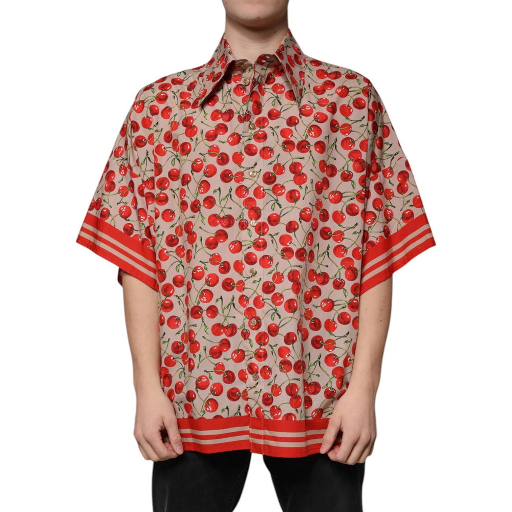 Dolce & Gabbana Dolce & Gabbana Beige Cherry Button Down Men Casual Shirt TSH87291-40 1728,67345645728,Beige,Clothing,Dolce & Gabbana,IT40 | M,Material: 100% Cotton,Men,Men - Clothing,New with tags,Shirts - Men - Clothing