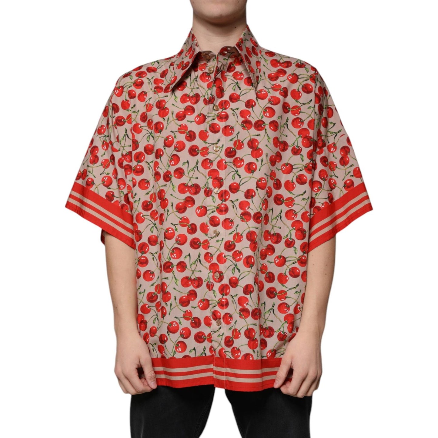 Dolce & Gabbana Dolce & Gabbana Beige Cherry Button Down Men Casual Shirt TSH87291-40 1728,67345645728,Beige,Clothing,Dolce & Gabbana,IT40 | M,Material: 100% Cotton,Men,Men - Clothing,New with tags,Shirts - Men - Clothing