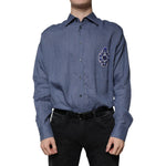 Dolce & Gabbana Dolce & Gabbana Blue Logo Long Sleeve Button Down Casual Shirt TSH87304-39 1728,67345645728,Blue,Clothing,Dolce & Gabbana,IT39 | S,Material: 100% Flax,Men,Men - Clothing,New with tags,Shirts - Men - Clothing