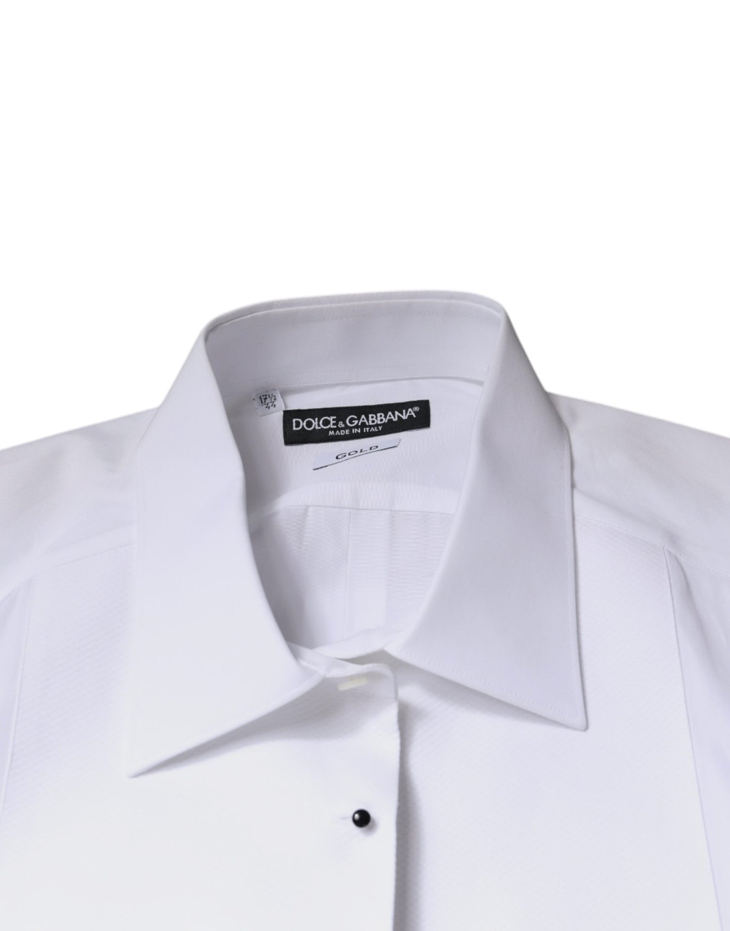 Dolce & Gabbana White Bib Cotton Poplin GOLD Formal Shirt Dolce & Gabbana Light Gray