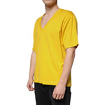 Dolce & Gabbana Dolce & Gabbana Yellow Cotton V-neck Short Sleeves T-shirt TSH87336-54 1728,67345645728,Clothing,Dolce & Gabbana,IT54 | XL,Material: 100% Cotton,Men,Men - Clothing,New with tags,T-Shirts - Men - Clothing,Yellow