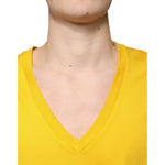Dolce & Gabbana Dolce & Gabbana Yellow Cotton V-neck Short Sleeves T-shirt TSH87336-54 1728,67345645728,Clothing,Dolce & Gabbana,IT54 | XL,Material: 100% Cotton,Men,Men - Clothing,New with tags,T-Shirts - Men - Clothing,Yellow