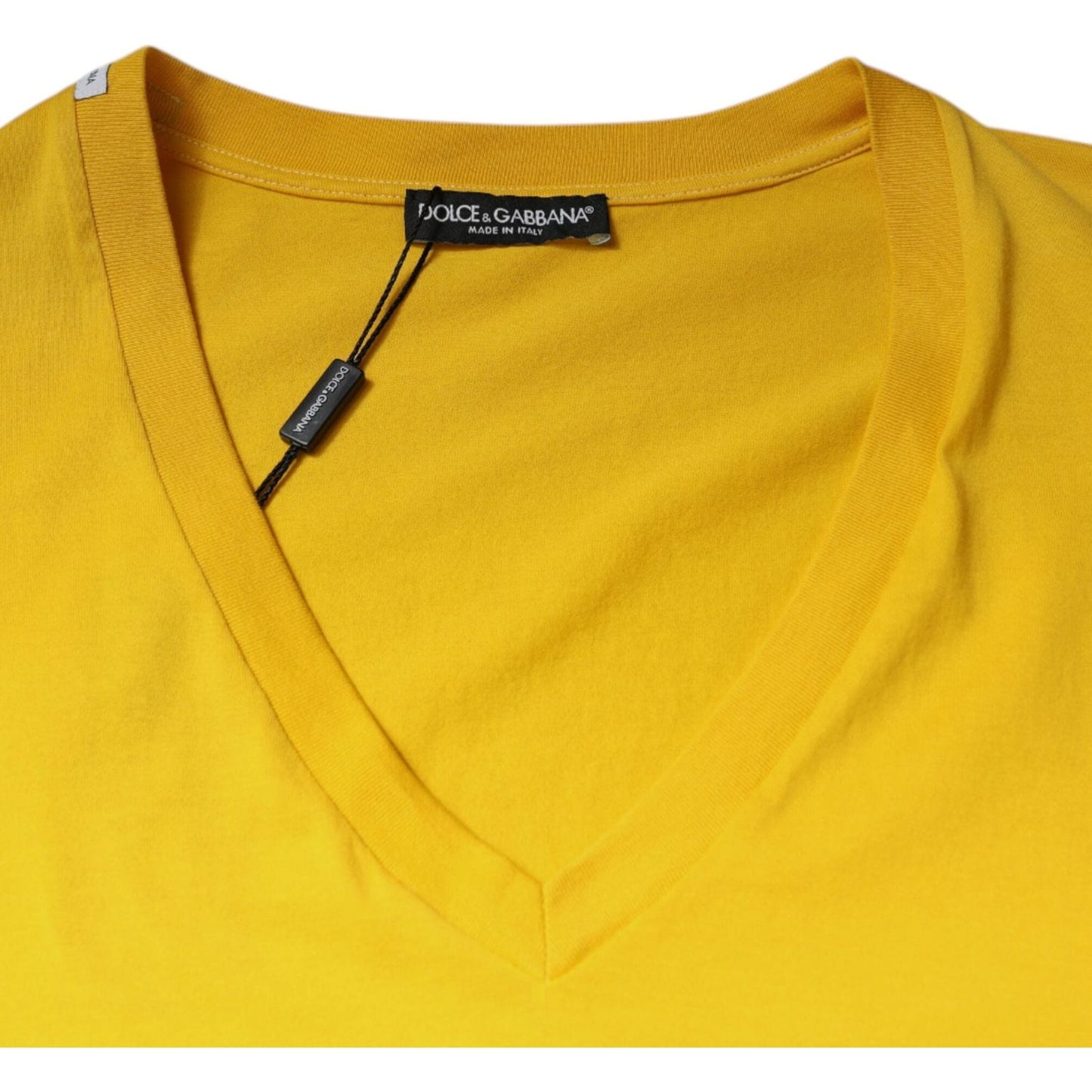 Dolce & Gabbana Dolce & Gabbana Yellow Cotton V-neck Short Sleeves T-shirt TSH87336-54 1728,67345645728,Clothing,Dolce & Gabbana,IT54 | XL,Material: 100% Cotton,Men,Men - Clothing,New with tags,T-Shirts - Men - Clothing,Yellow