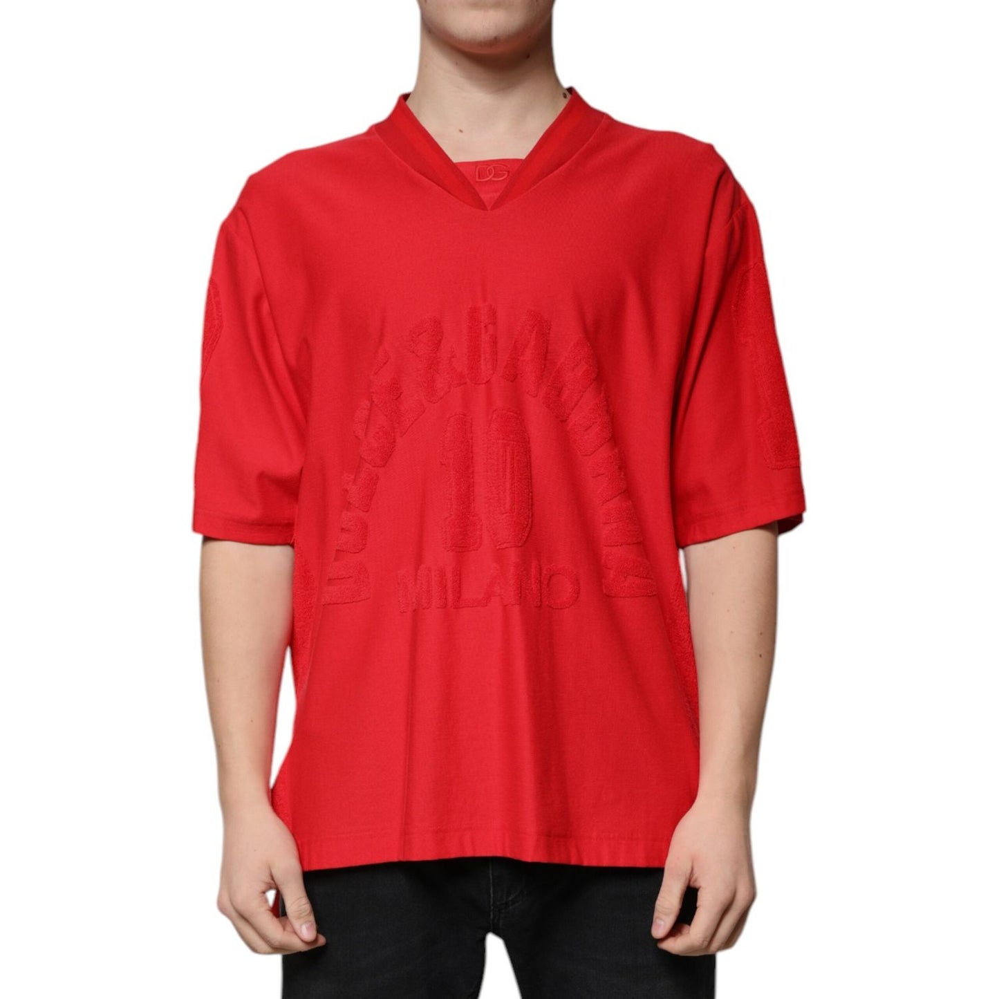 Dolce & Gabbana Dolce & Gabbana Red Cotton V-neck Short Sleeves T-shirt TSH87338-50 1728,67345645728,Clothing,Dolce & Gabbana,IT50 | L,Material: 100% Cotton,Men,Men - Clothing,New with tags,Red,T-Shirts - Men - Clothing