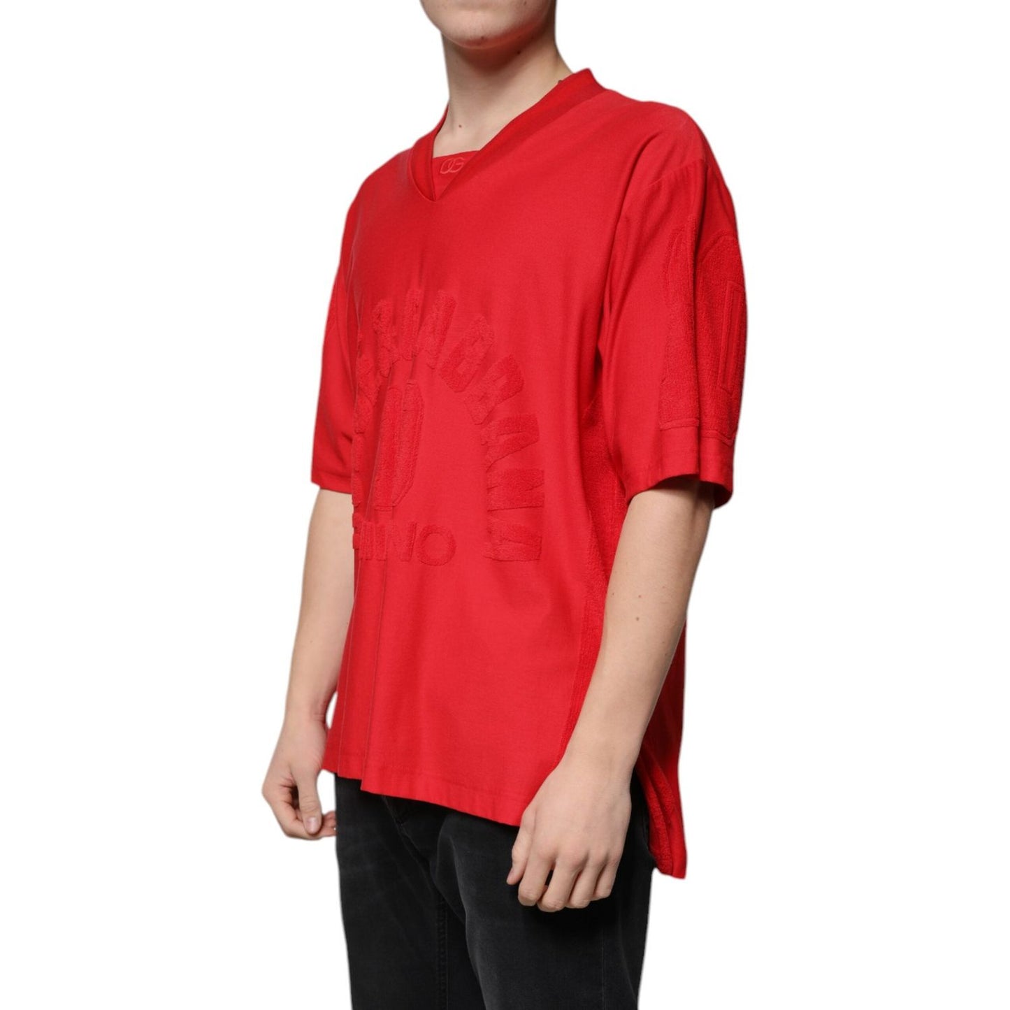 Dolce & Gabbana Dolce & Gabbana Red Cotton V-neck Short Sleeves T-shirt TSH87338-50 1728,67345645728,Clothing,Dolce & Gabbana,IT50 | L,Material: 100% Cotton,Men,Men - Clothing,New with tags,Red,T-Shirts - Men - Clothing
