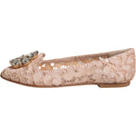 Dolce & Gabbana Dolce & Gabbana Beige Lace Crystal Ballet Flats Loafers Shoes LA12084-34 1728,67345645728,Beige,Dolce & Gabbana,EU34/US4.5,Flat Shoes - Women - Shoes,Material: 56% Viscose 39% Cotton 5% Nylon,Preowned / Defect,Shoes,Women,Women - Shoes