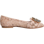 Dolce & Gabbana Dolce & Gabbana Beige Lace Crystal Ballet Flats Loafers Shoes LA12084-34 1728,67345645728,Beige,Dolce & Gabbana,EU34/US4.5,Flat Shoes - Women - Shoes,Material: 56% Viscose 39% Cotton 5% Nylon,Preowned / Defect,Shoes,Women,Women - Shoes