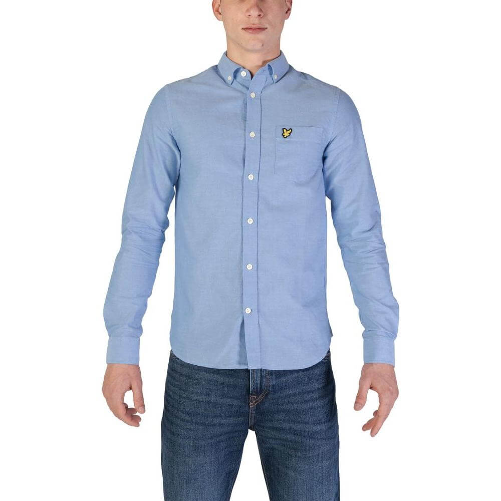 Lyle & Scott Men's Blue Organic Cotton Long Sleeve Shirt, Fall/Winter Collection, 100% Organic Cotton