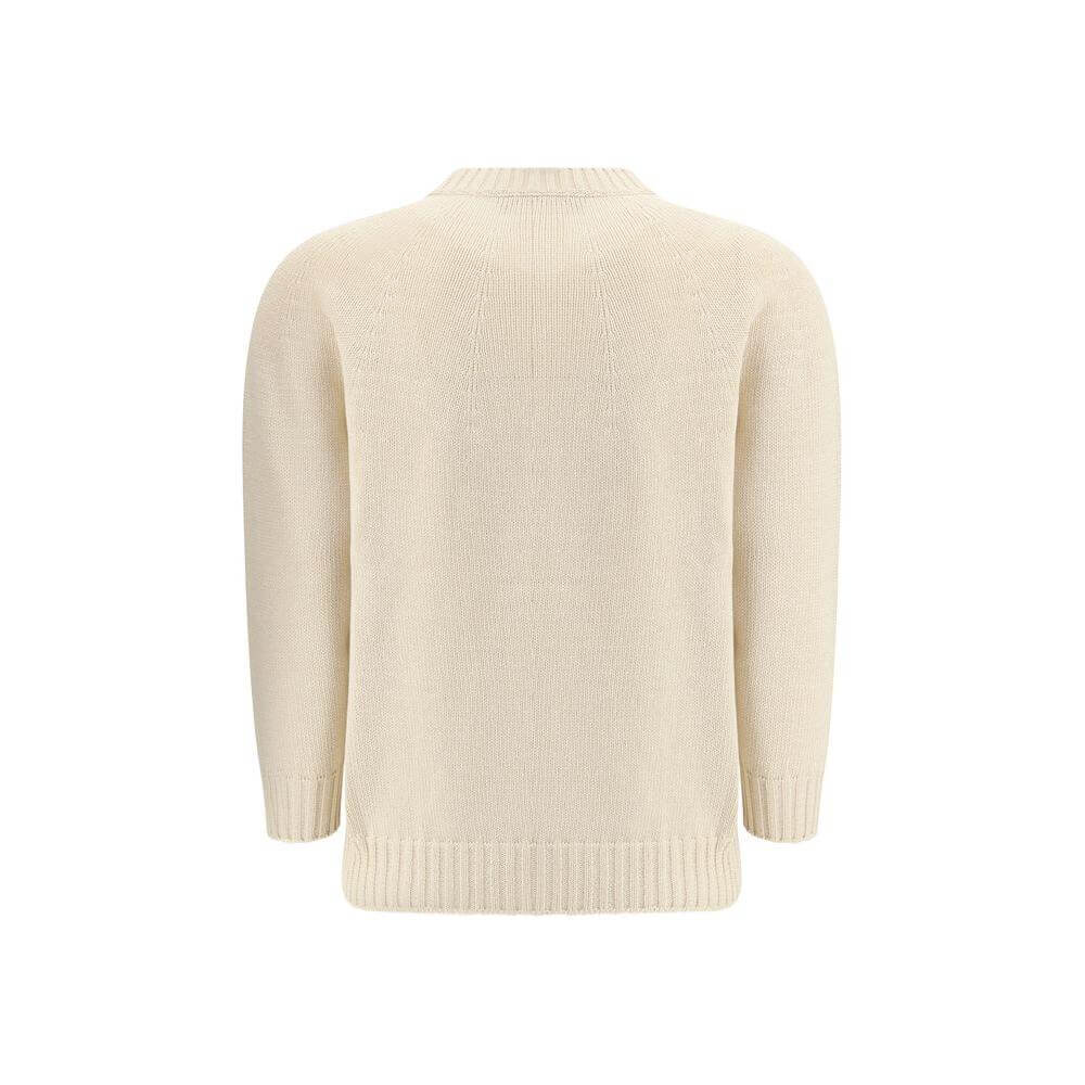 Back view of Fabiana Filippi cotton cardigan with ribbed hem and crew neck, stylish and versatile for a casual-chic look.