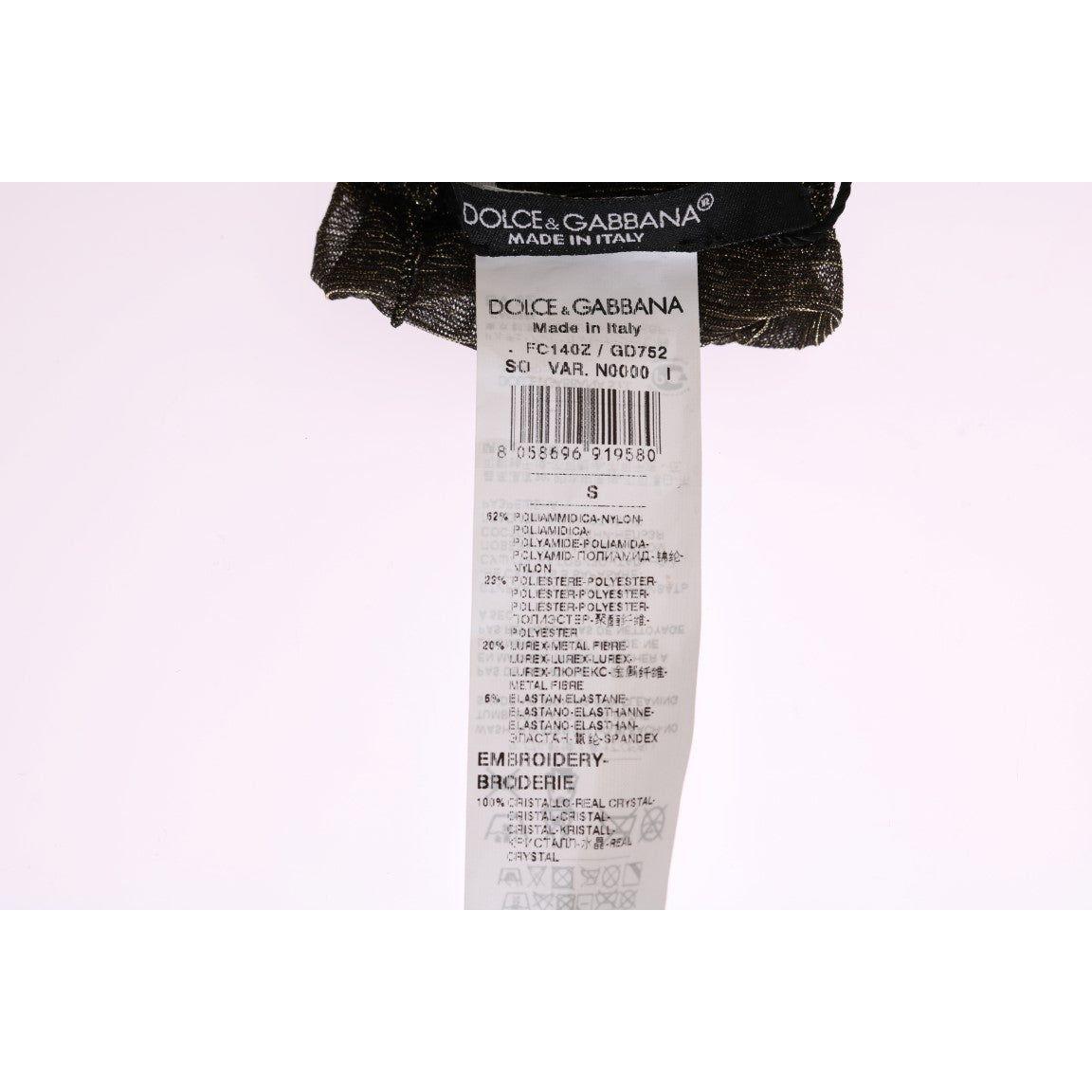 Dolce & Gabbana Black Stretch Floral Clear Crystal Socks SCS57-2