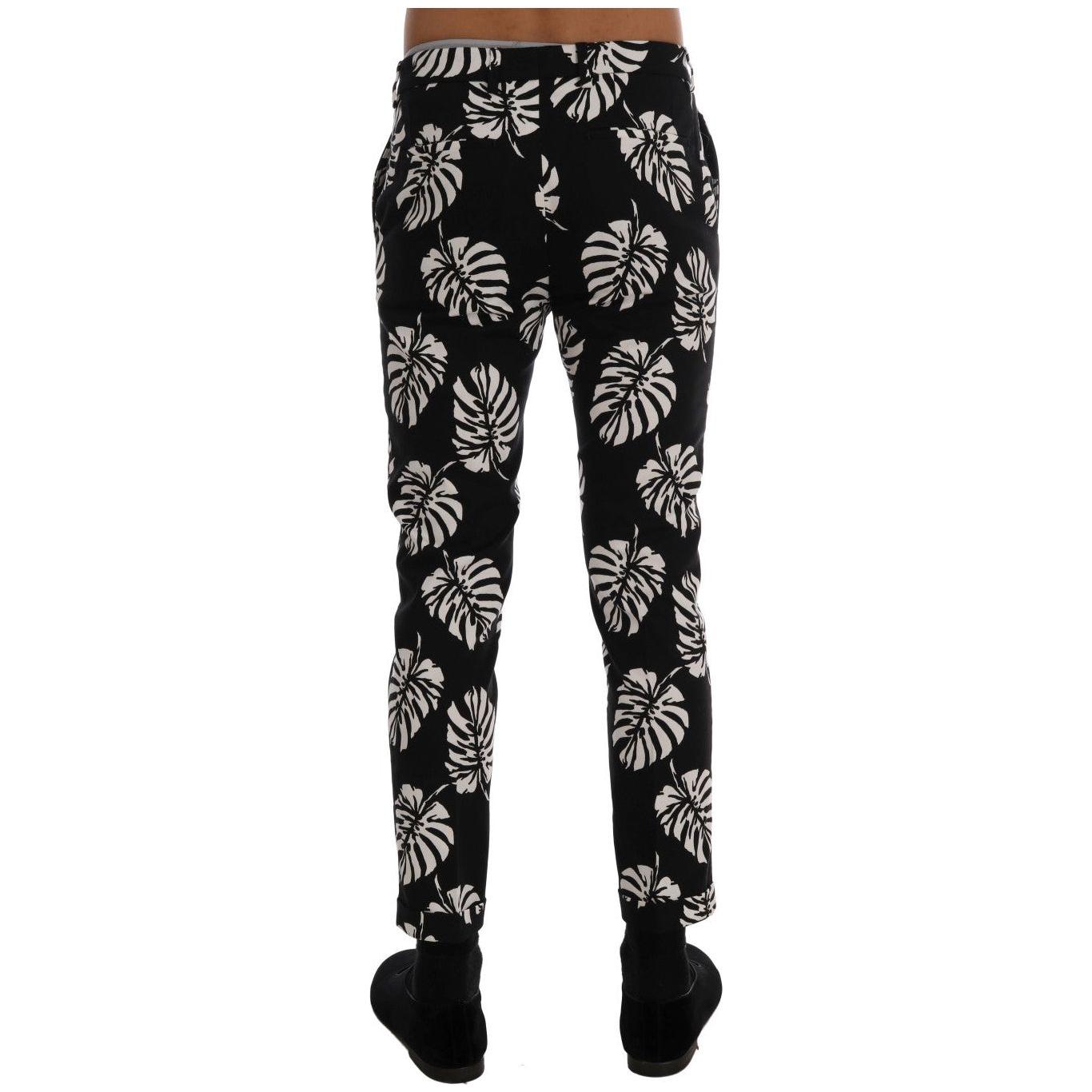 Dolce & Gabbana Slim Fit Leaf Print Ankle Pants Dolce & Gabbana Gray