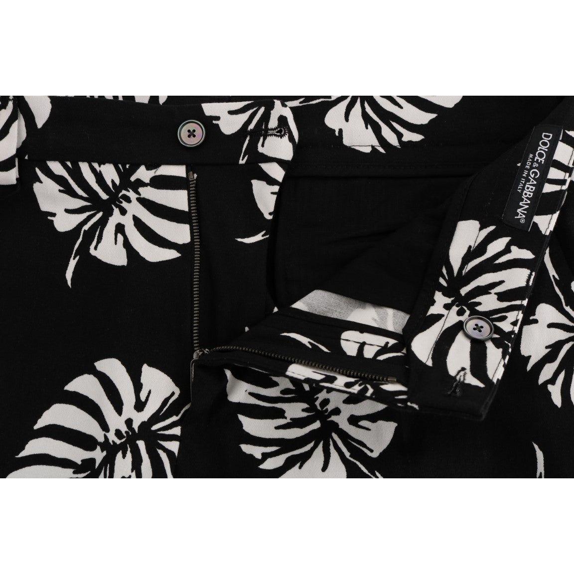 Dolce & Gabbana Slim Fit Leaf Print Ankle Pants Dolce & Gabbana Gray
