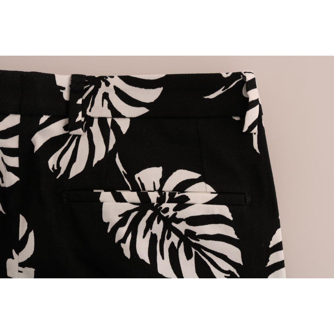 Dolce & Gabbana Slim Fit Leaf Print Ankle Pants Dolce & Gabbana Gray