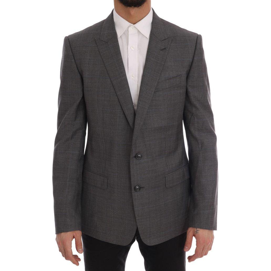 Dolce & Gabbana Sleek Gray Checkered Wool Blazer Dolce & Gabbana Dark Slate Gray