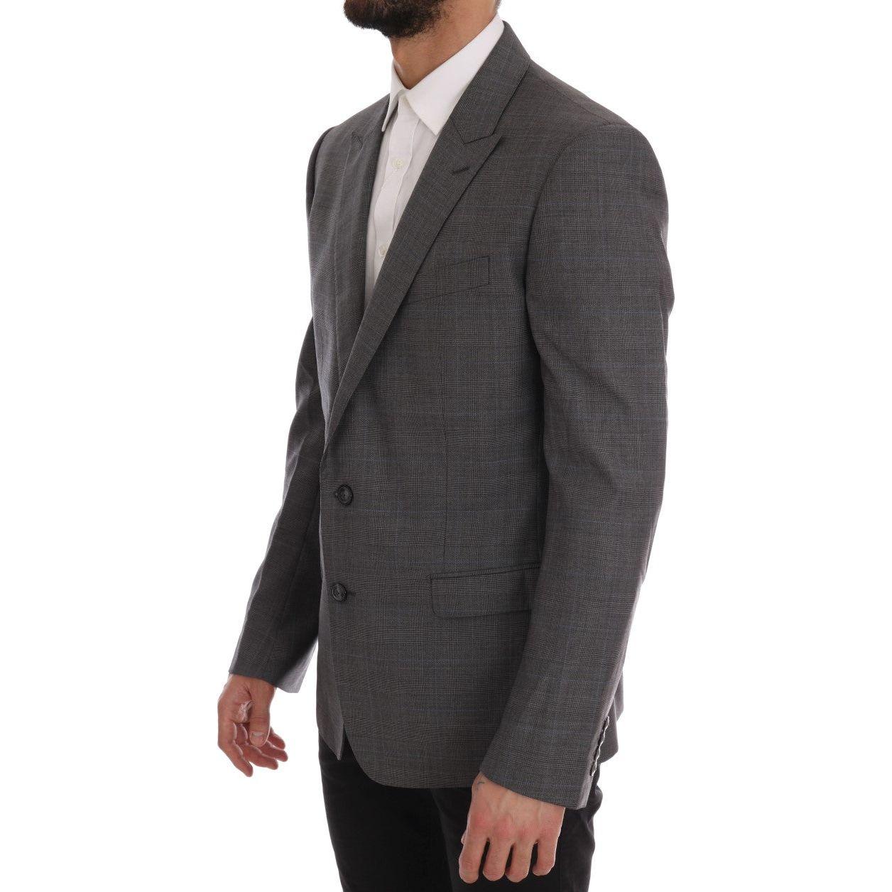 Dolce & Gabbana Sleek Gray Checkered Wool Blazer Dolce & Gabbana Dark Slate Gray