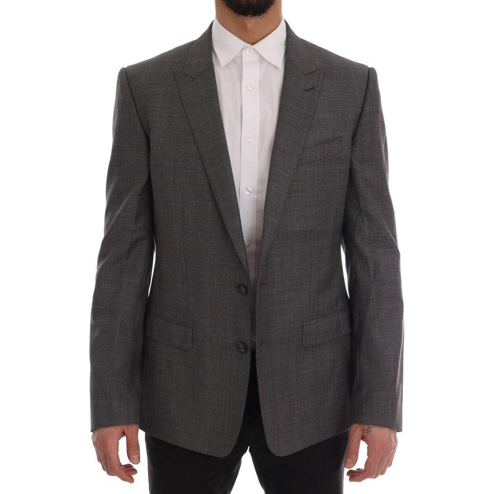 Dolce & Gabbana Sleek Gray Checkered Wool Blazer Dolce & Gabbana Dark Slate Gray