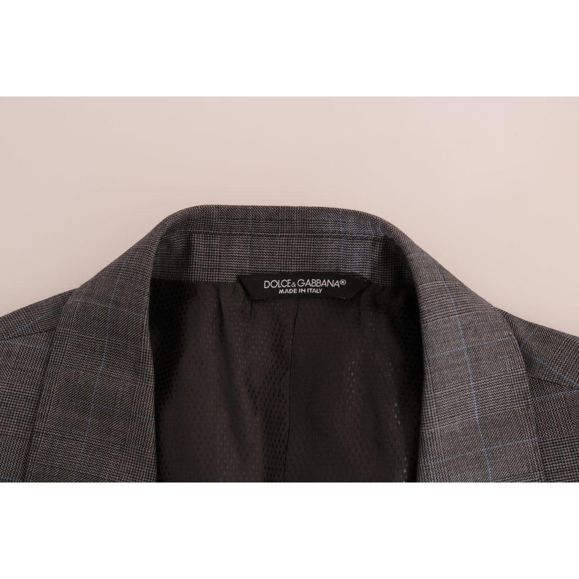 Dolce & Gabbana Sleek Gray Checkered Wool Blazer Dolce & Gabbana Light Gray