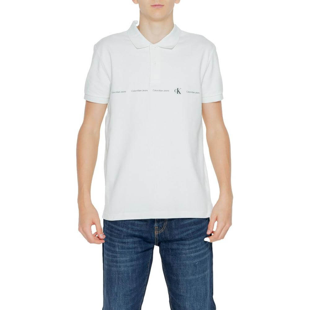 Calvin Klein Jeans green cotton polo shirt for men, short sleeve, spring/summer collection, 94% cotton, 6% elastane.