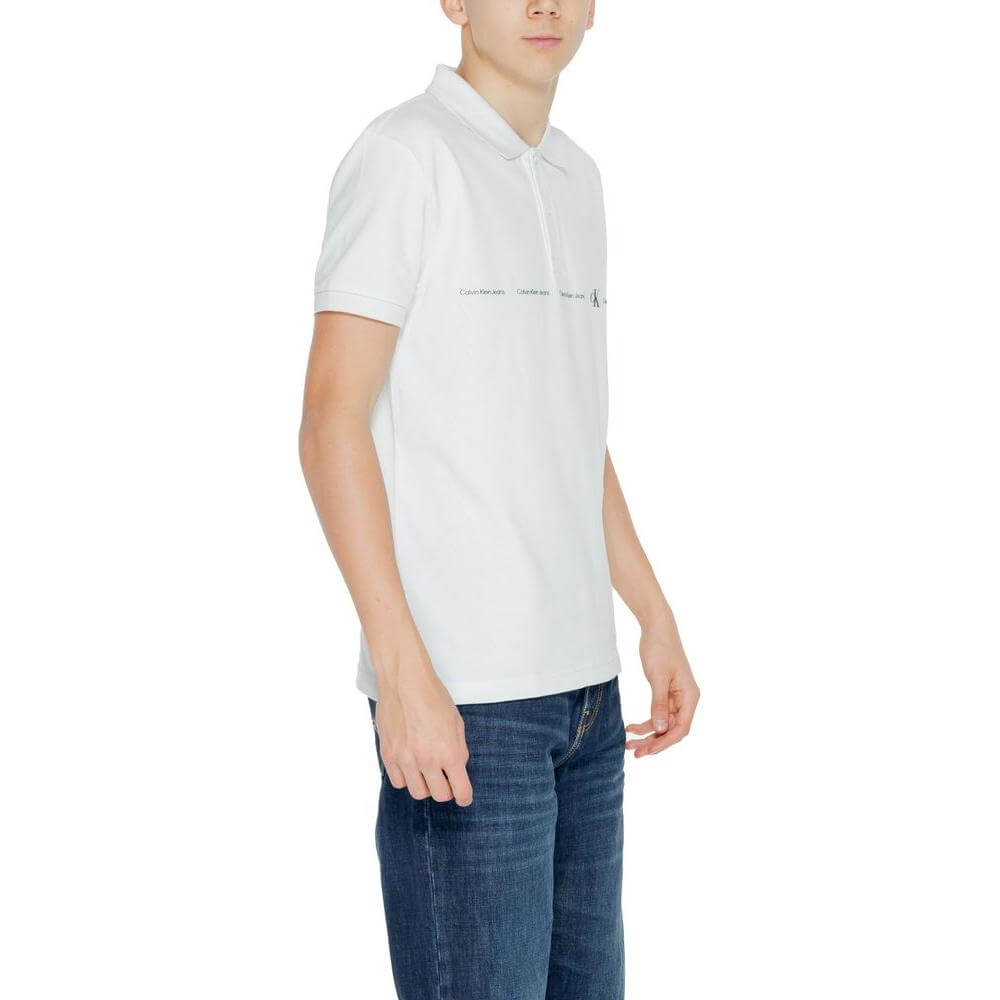 Calvin Klein Jeans men's green cotton polo shirt, short sleeves for spring/summer, featuring 94% cotton and 6% elastene.