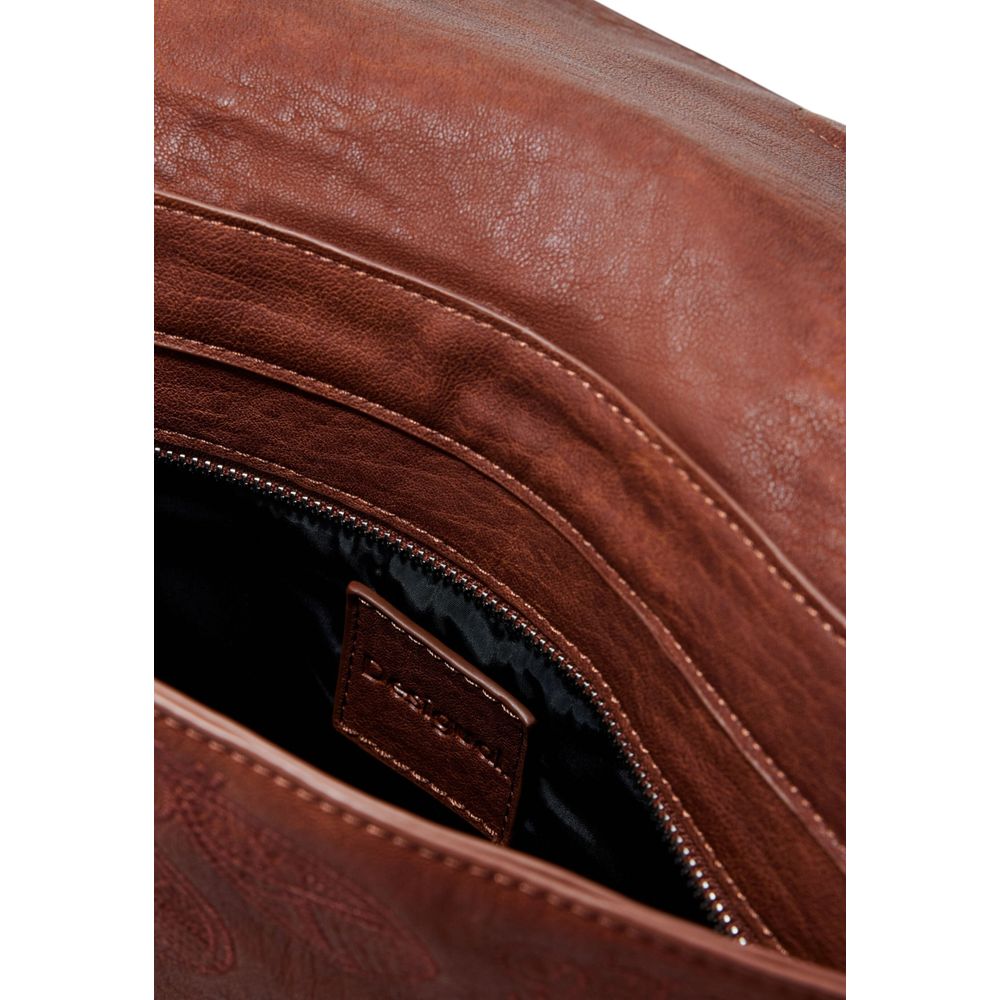 Desigual Brown Polyethylene Handbag Desigual Saddle Brown