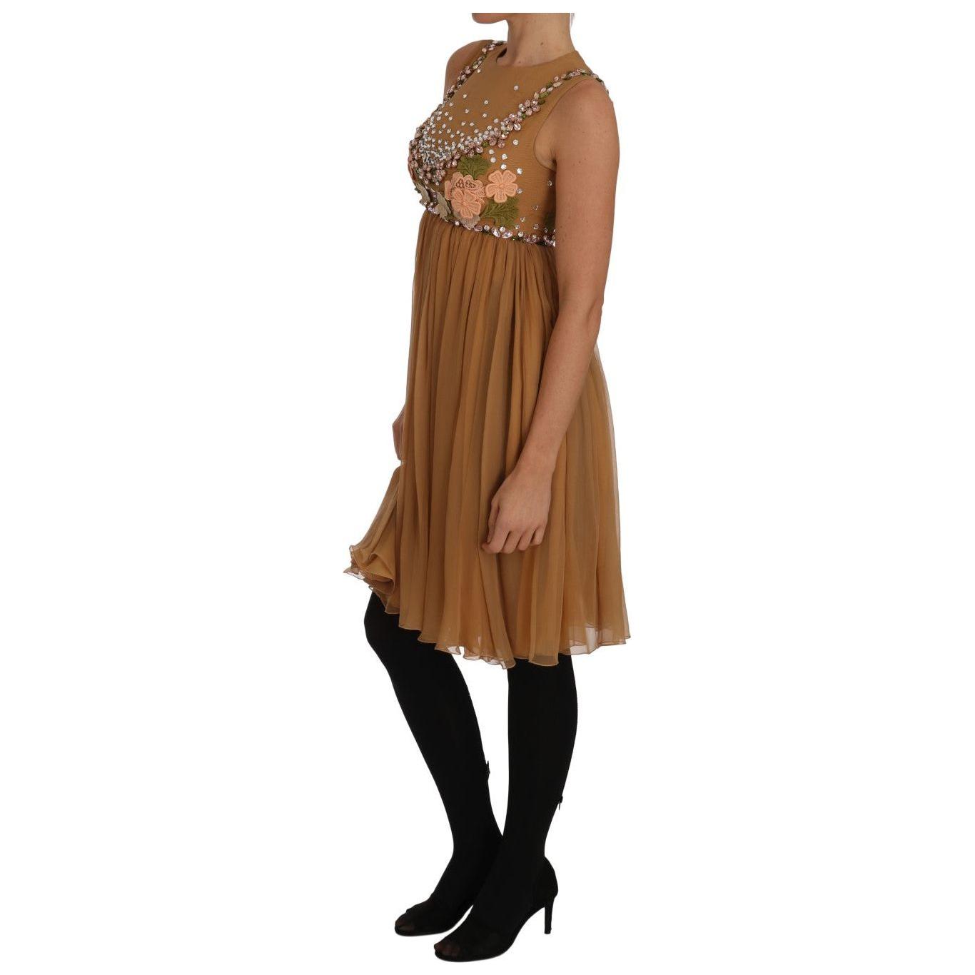 Dolce & Gabbana Exquisite Gold Silk A-line Dress Dolce & Gabbana Sienna