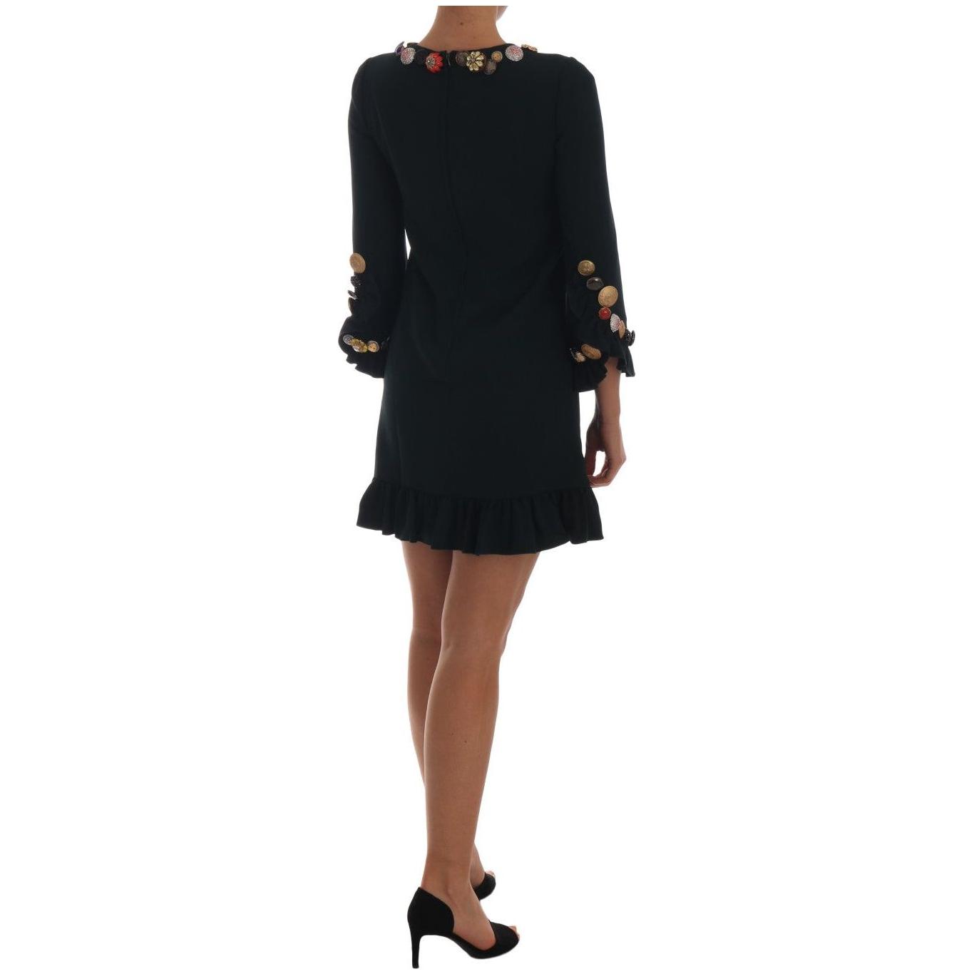 Dolce & Gabbana Emerald Crystal Embellished A-Line Dress Dolce & Gabbana Rosy Brown