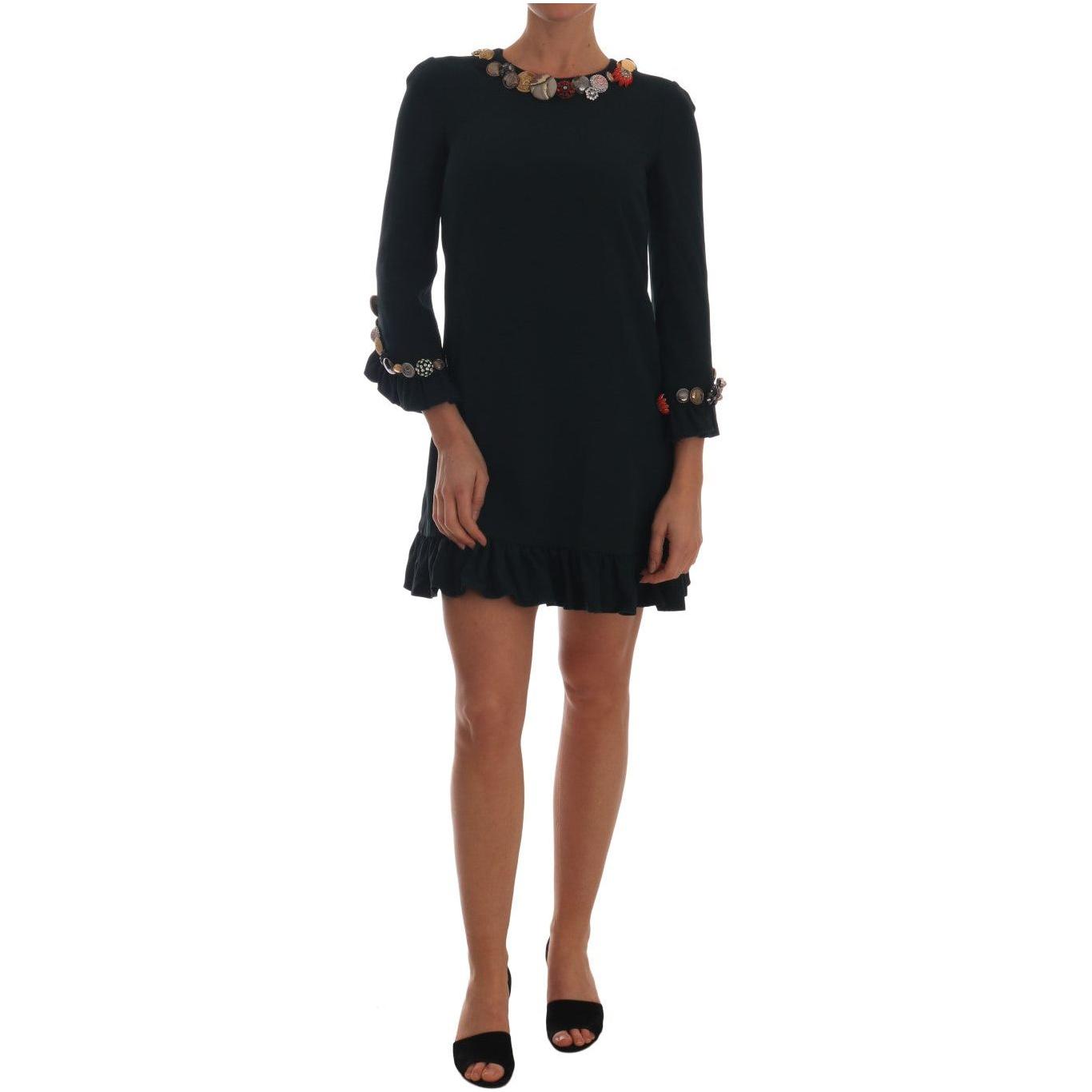 Dolce & Gabbana Emerald Crystal Embellished A-Line Dress Dolce & Gabbana Rosy Brown