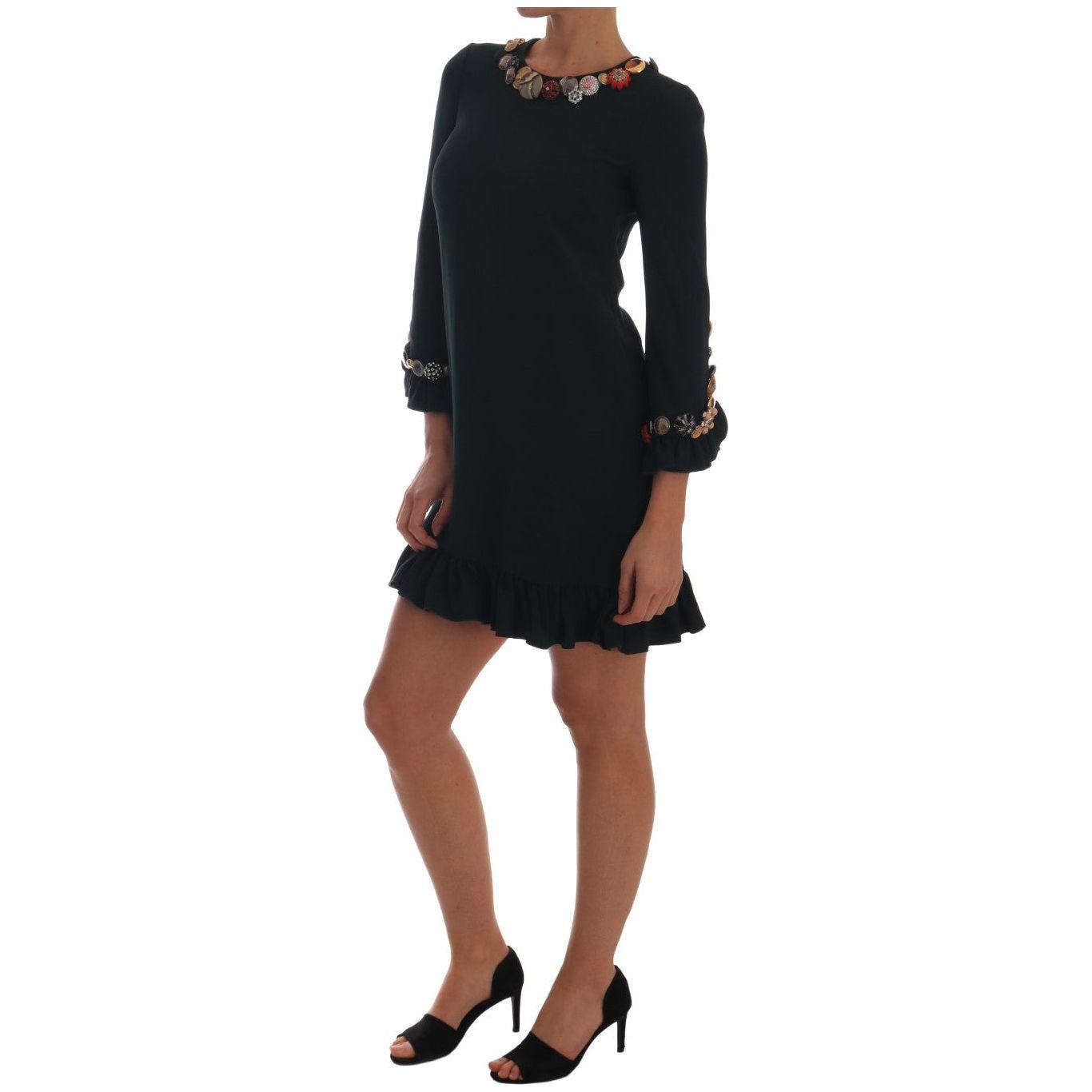 Dolce & Gabbana Emerald Crystal Embellished A-Line Dress Dolce & Gabbana Rosy Brown