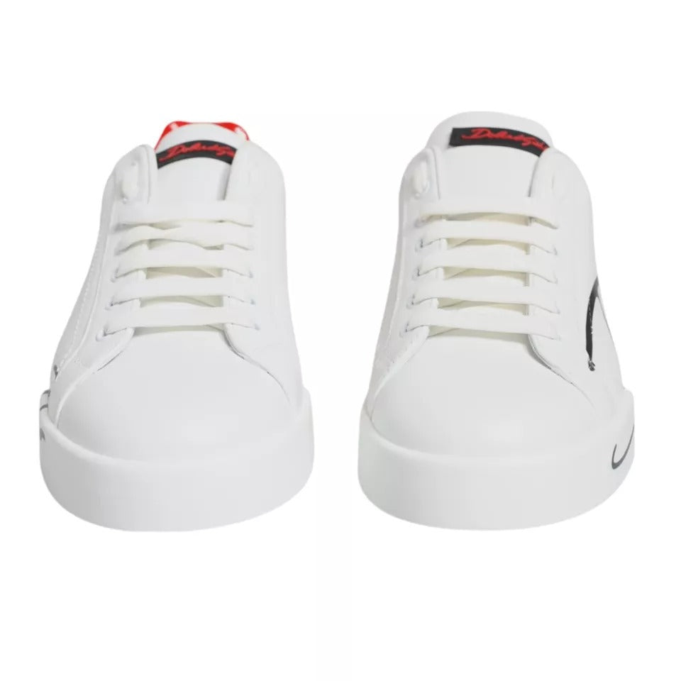 Dolce & Gabbana White Red Portofino Low Top Sneakers Shoes Dolce & Gabbana Light Gray