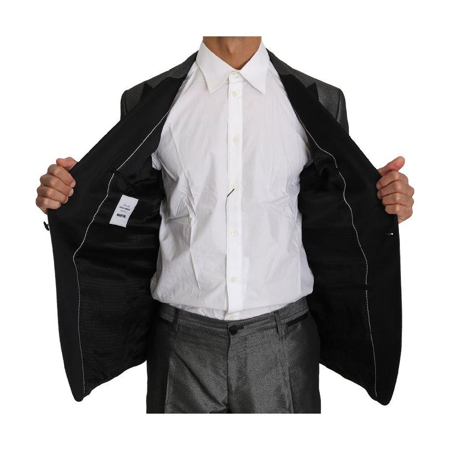Dolce & Gabbana Elegant Gray Patterned Martini Suit Dolce & Gabbana Black