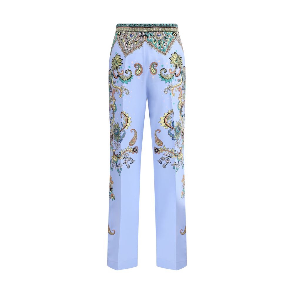 Etro Floral Print Pants Etro Light Steel Blue
