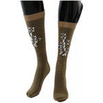 Dolce & Gabbana Gold Stretch Floral Clear Crystal Stocking Socks