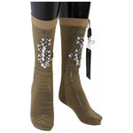 Dolce & Gabbana Gold Stretch Floral Clear Crystal Stocking Socks