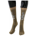 Dolce & Gabbana Gold Stretch Floral Clear Crystal Stocking Socks