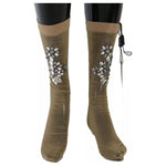Dolce & Gabbana Gold Stretch Floral Clear Crystal Stocking Socks