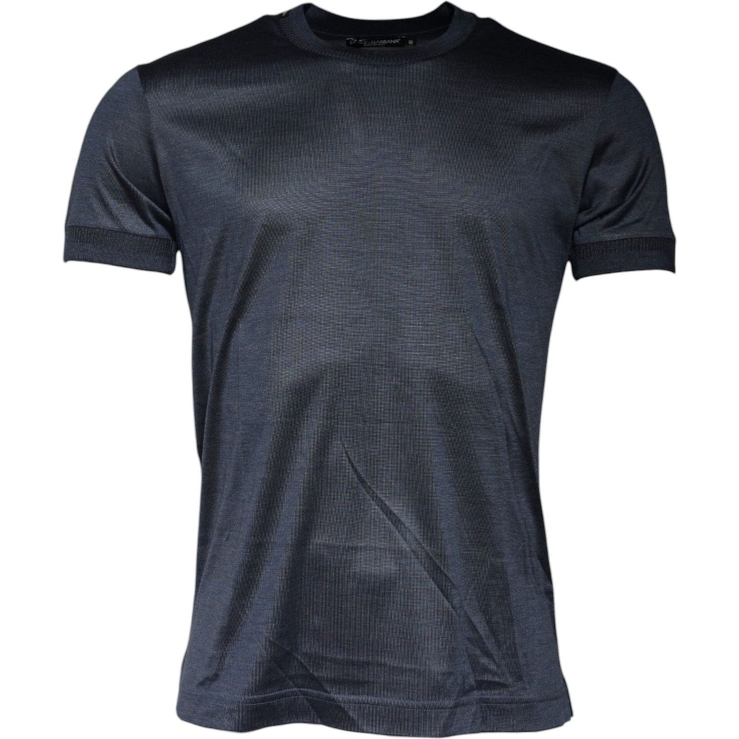 Dolce & Gabbana Blue Silk Crew Neck Short Sleeves T-shirt Dolce & Gabbana Dark Slate Gray