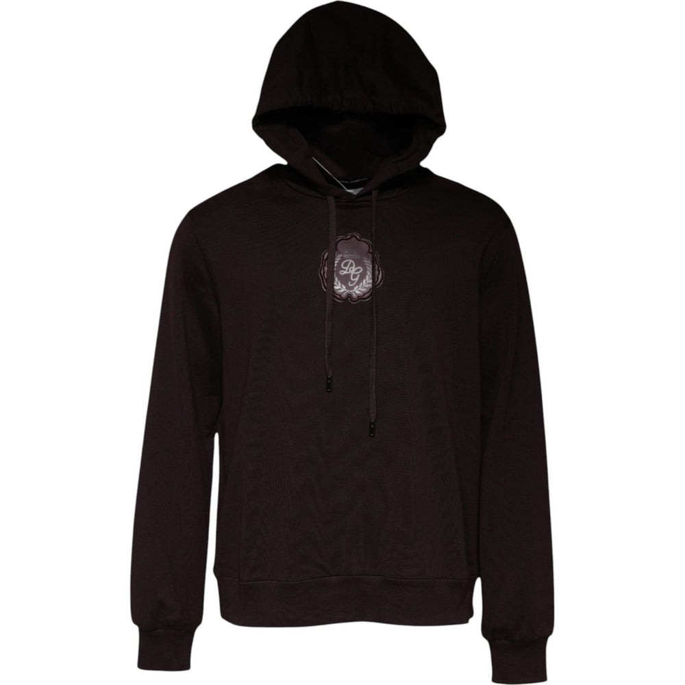 Dolce & Gabbana Brown Cotton Hooded Men Sweatshirt Sweater