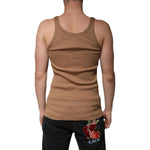 Dolce & Gabbana Brown Cotton Sleeveless Round Neck Tank T-shirt