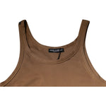Dolce & Gabbana Brown Cotton Sleeveless Round Neck Tank T-shirt