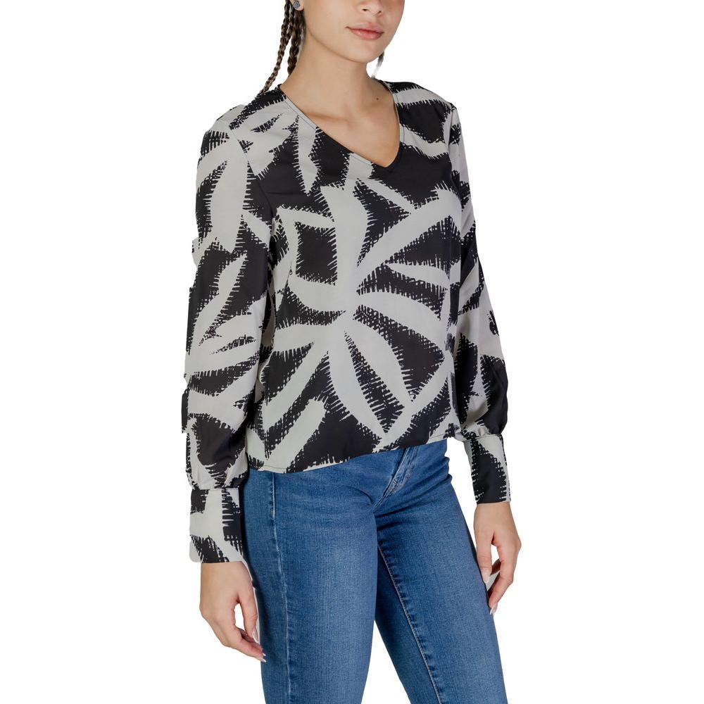 Jacqueline De Yong Black Recycled Polyester Shirt Jacqueline De Yong Dark Gray