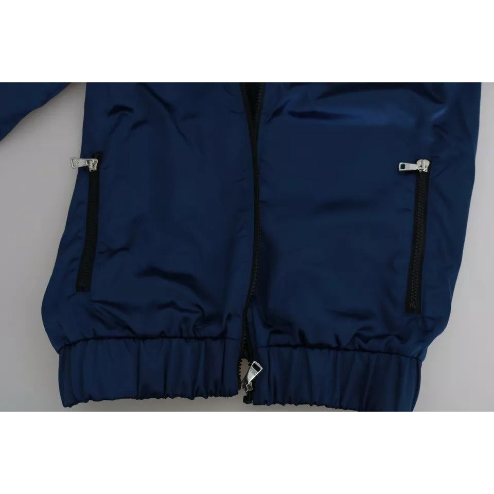 Dolce & Gabbana Blue Zipper Hooded DG Sport Sweater