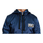 Dolce & Gabbana Blue Zipper Hooded DG Sport Sweater