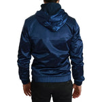 Dolce & Gabbana Blue Zipper Hooded DG Sport Sweater