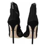 Dolce & Gabbana Black Tulle Ankle Boots Stiletto Heels Shoes