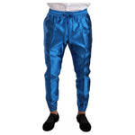 Dolce & Gabbana Blue Jacquard Silk Formal 2 Piece Set Suit