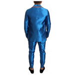 Dolce & Gabbana Blue Jacquard Silk Formal 2 Piece Set Suit