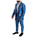 Dolce & Gabbana Blue Jacquard Silk Formal 2 Piece Set Suit